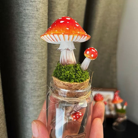Whimsical Mushroom Jar – Calming Desk Decor for Relaxation